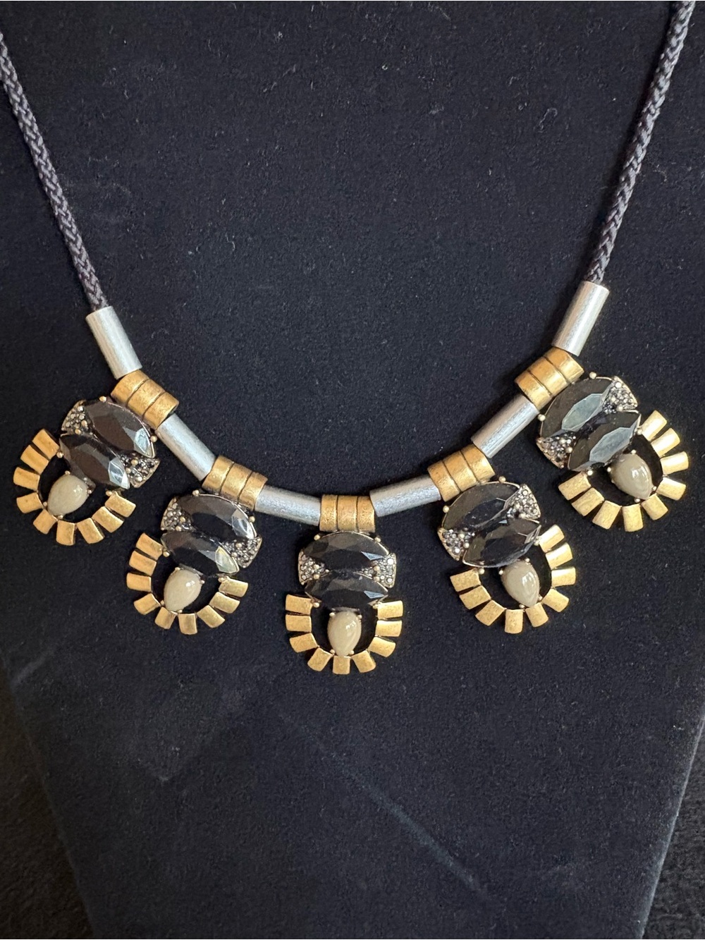 J.CrewStatement Black and Gold Pendant Necklace